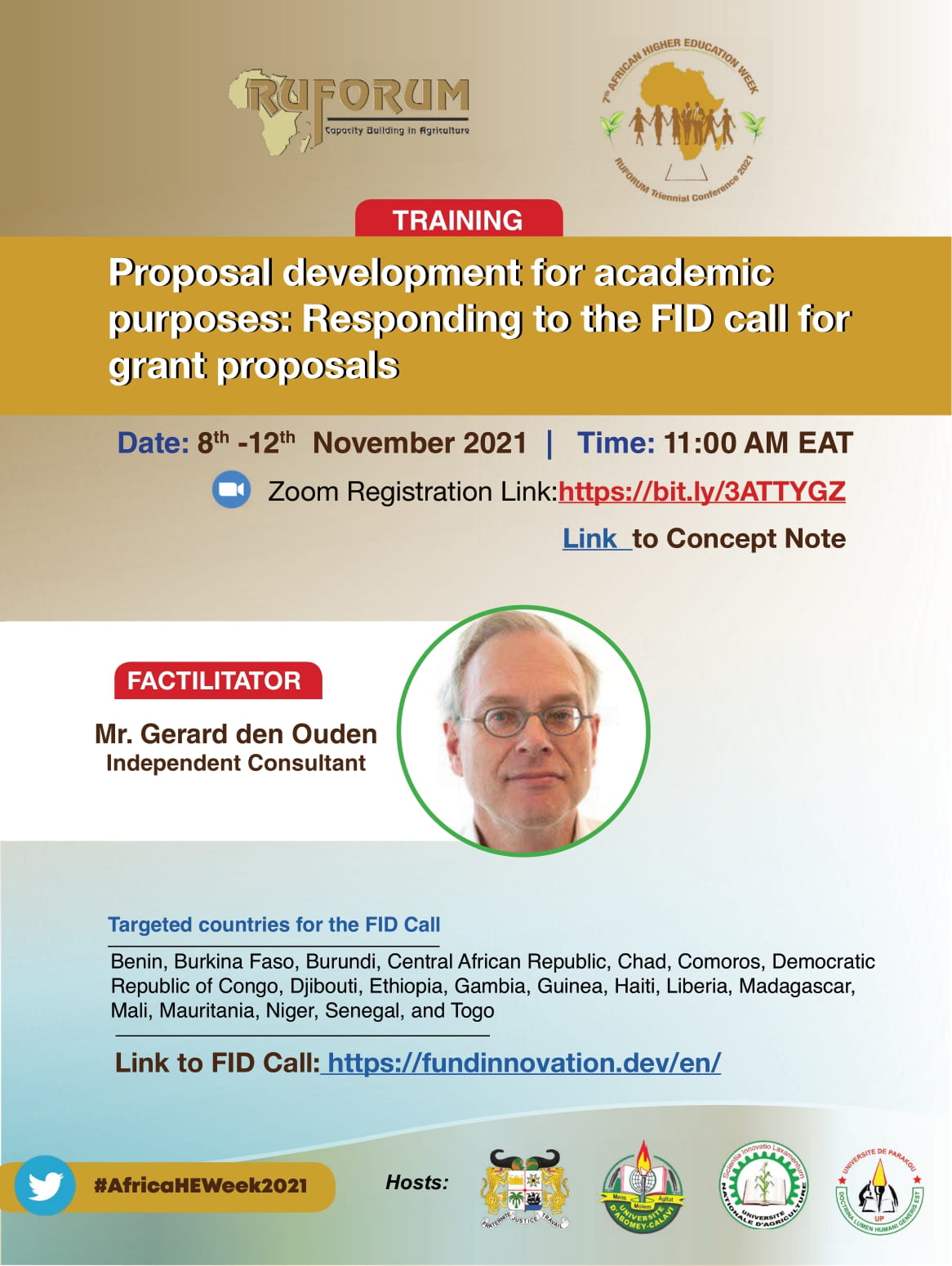 TRAINING INVITATION] PROPOSAL DEVELOPMENT FOR ACADEMIC PURPOSES: RESPONDING TO THE FID CALL FOR GRANT PROPOSALS