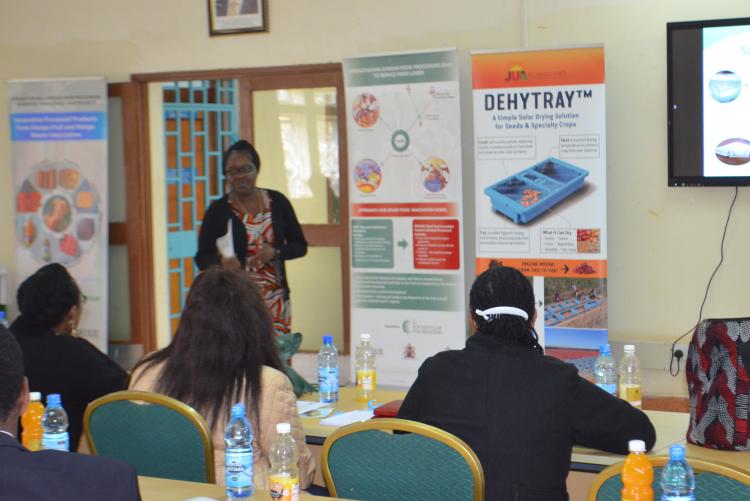 Prof. Jane Ambuko giving a talk in the seminar